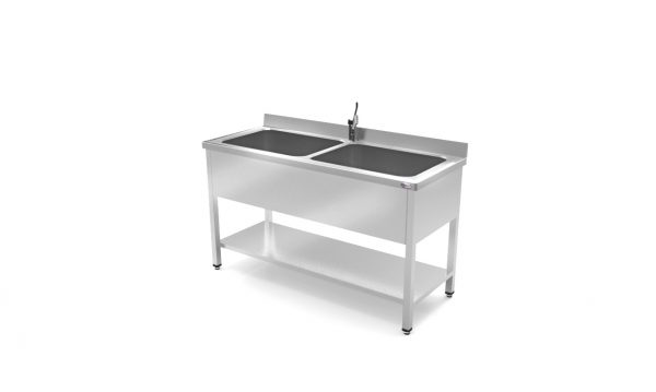 Lavello aperto in acciaio inox 2 vasche